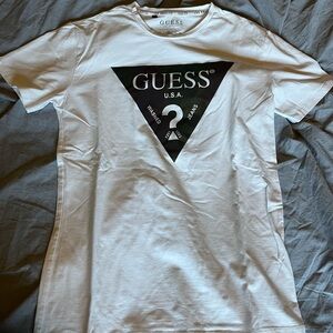 Guess White Short Sleeve Tee with Iconic Logo